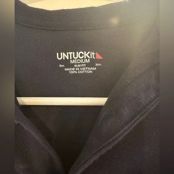 UNTUCKIT Long sleeve Dark Blue Button Up Shirt. Size Medium (Slim Fit) - Picture 2 of 5